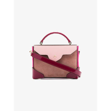cameo rose and fuchsia pink combo leather shoulder bag