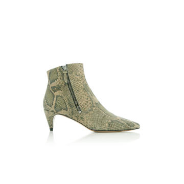 Deby Snake-Effect Leather Ankle Boots