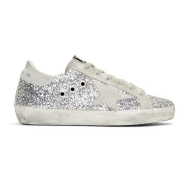 Silver Glitter Superstar Sneakers