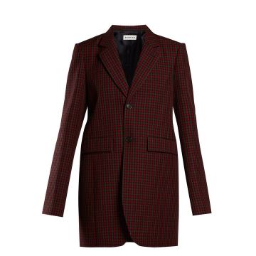 Single-breasted checked wool jacket