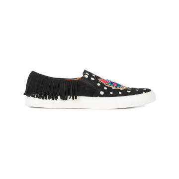 bead embroidered slip-on sneakers
