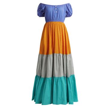Panelled cotton-blend maxi dress