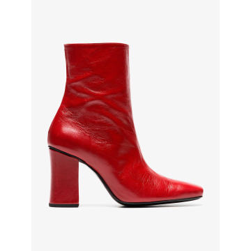 red sybil leek 90 leather ankle boots