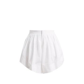 Pleated cotton shorts