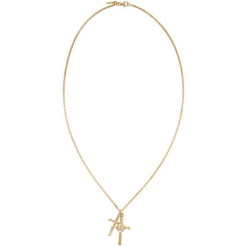 SSENSE Exclusive Gold Double Cross Necklace