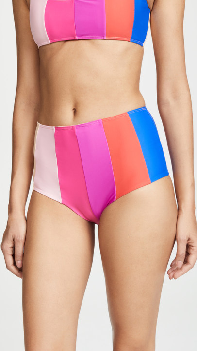 彩虹色条纹比基尼式泳裤展示图