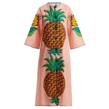 Elin pineapple-print cotton midi dress