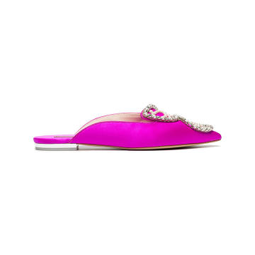 pink Bibi Butterfly pearl crystal satin slippers