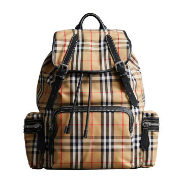The Large Rucksack in Vintage Check and Leather
