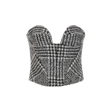 Strapless Checked Wool-Blend Corset Top