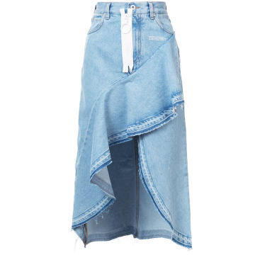 Blue Denim Ruffles Skirt