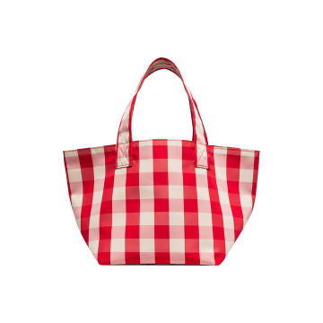 red and white Gingham grocery bag