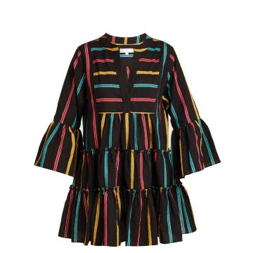 Lyssa striped cotton-blend dress