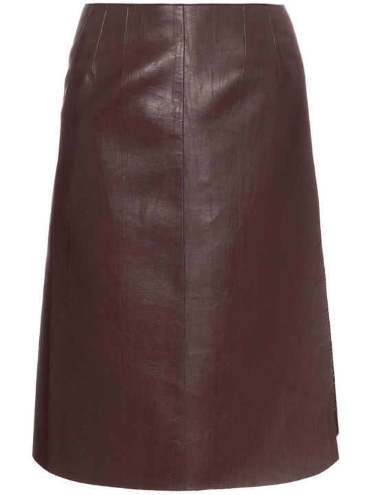 high waisted faux leather wrap skirt展示图
