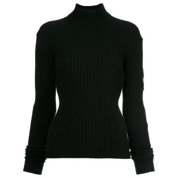 patch sleeve knit top