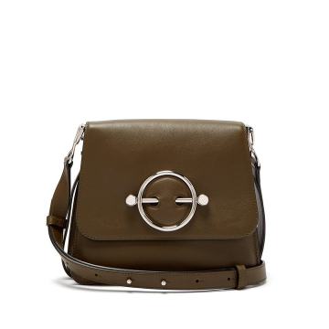 Disk leather cross-body bag