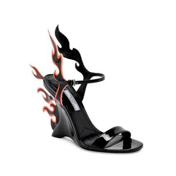 Leather Flame Wedge Sandals