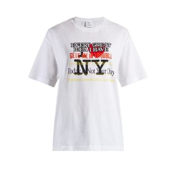 New York-print cotton T-shirt