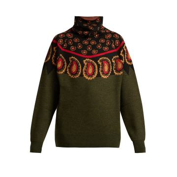 Paisley intarsia-knit wool roll-neck sweater