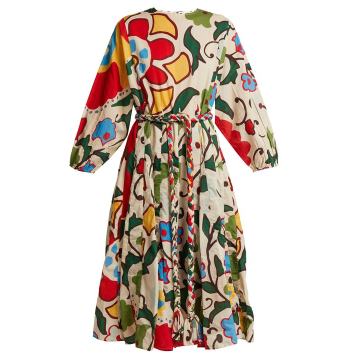 Devi floral-print cotton midi dress