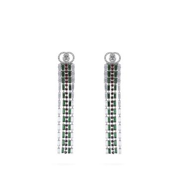 Tennis crystal-embellished brass drop earrings