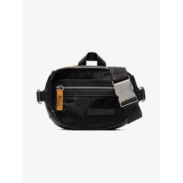 black ponyskin leather belt bag
