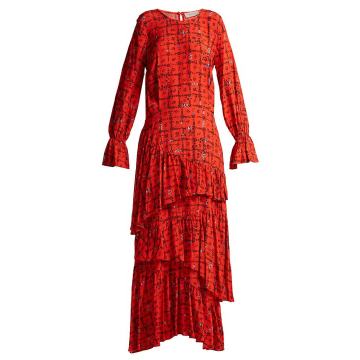Amina floral-print tiered dress