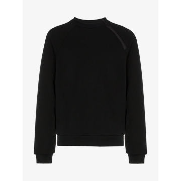 black crewneck zip detail sweater