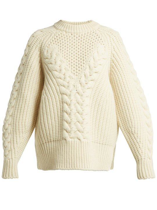 Aran-knit wool sweater展示图