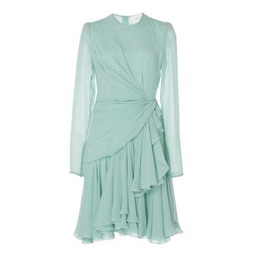 Ruched Pleated Long Sleeve Dress