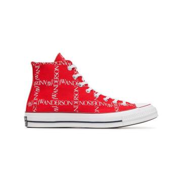 x JW Anderson Red Logo Print Sneakers