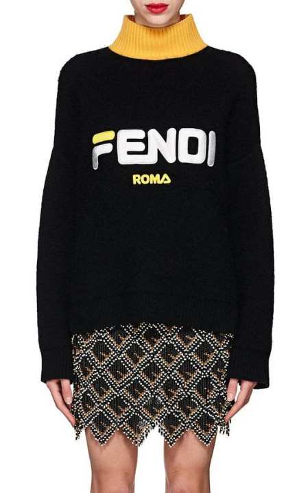 Fendi x FILA 标识刺绣高领毛衣毛衣展示图