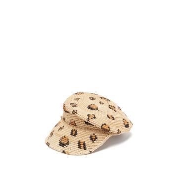 Leopard straw biker hat