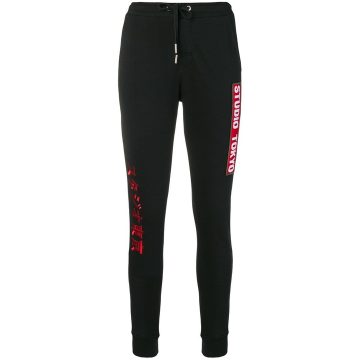 embroidered front track pants