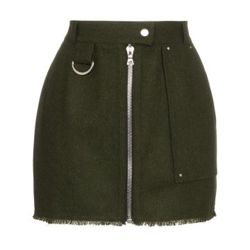 zip front fitted mini skirt