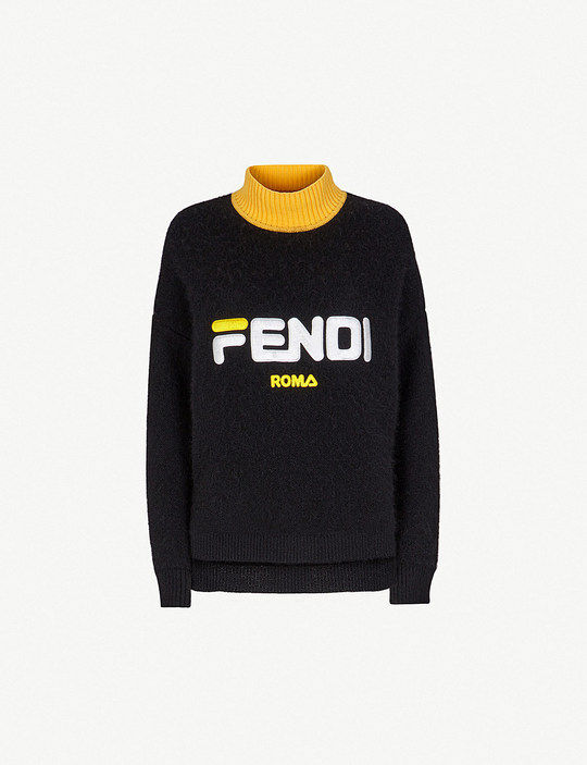Fendi x FILA 标识刺绣高领毛衣毛衣展示图