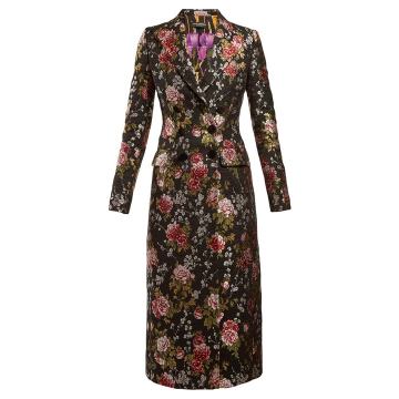 Floral-jacquard long coat