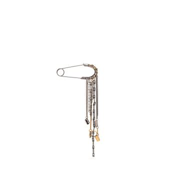 Safety-pin charm brooch