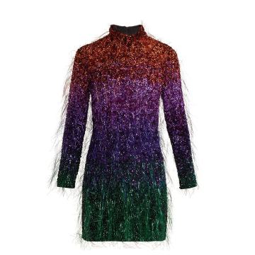 Tinsel sequin-embellished silk-georgette dress
