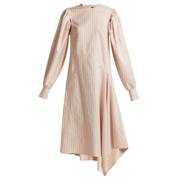 Pinstriped silk and cotton-blend midi dress