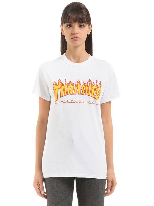 火焰LOGO印图织棉T恤展示图