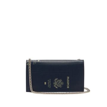 Passport-print leather cross-body bag