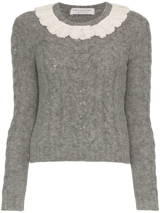 Lace collar wool-blend sweater展示图