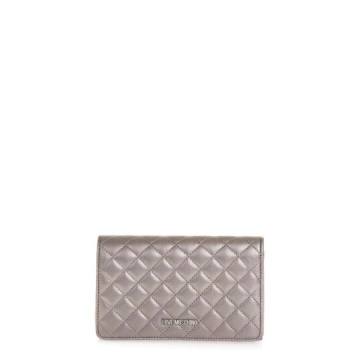 Love Moschino Pewter Color Quilted Faux Leather Bag