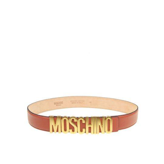 Moschino Belt In Rose Leather With Logo展示图