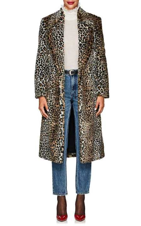 Leopard-Print Faux-Fur Long Coat展示图