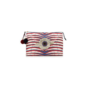 Striped Tala Pouch with Beaded Eye
