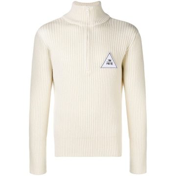 logo embroidered zipped sweater