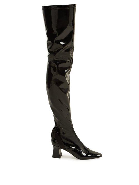 Over-the-knee patent-leather boots展示图