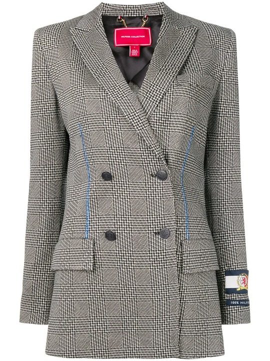 houndstooth double-breasted tailored jacket展示图